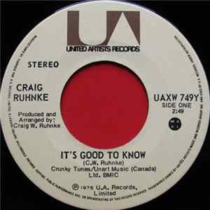 Craig Ruhnke - It's Good To Know / Lonely Man FLAC album