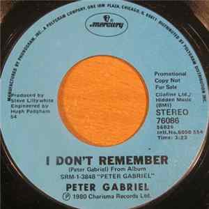 Peter Gabriel - I Don't Remember FLAC album