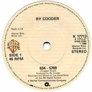 Ry Cooder - 634 - 5789 FLAC album