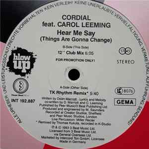 Cordial Feat. Carol Leeming - Hear Me Say (Things Are Gonna Change) FLAC album