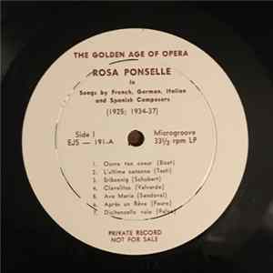 Rosa Ponselle - The Golden Age of Opera - Rosa Ponselle in Songs by French, German, Italian and Spanish Composers (1925; 1934-37) FLAC album