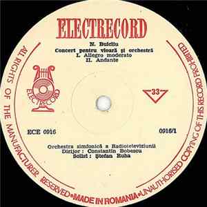 N. Buicliu - Orchestra Simfonică A Radioteleviziunii , Dirijor Constantin Bobescu , Vioară : Ștefan Ruha / Cvintetul De Suflători „George Enescu” - Concert Pentru Vioară Și Orchestră / Cvintet Pentru Suflători FLAC album
